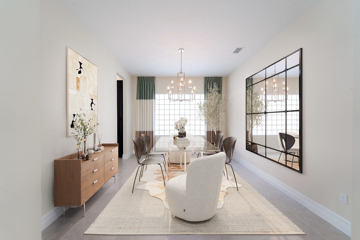 Bright modern dining room furniture interior